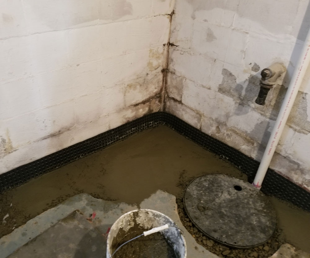 Interior basement waterproofing